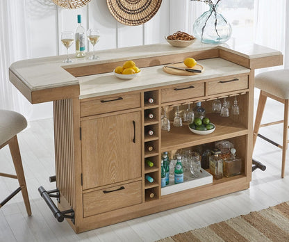 Parker House - Escape - Dining 78in Bar with 2 upholstered swivel barstools - DESC-3PC-78BAR-2530S view 9