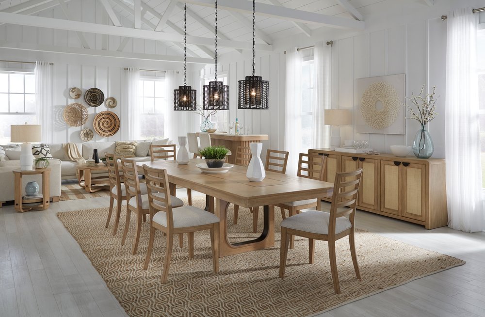 Parker House - Escape - Dining 84 Inch Rectangular Extendable Table with Console and 8 Ladderback Chairs - Glazed Natural Oak Mirage Mist - DESC-10PC-84REC-90-2018 view 1