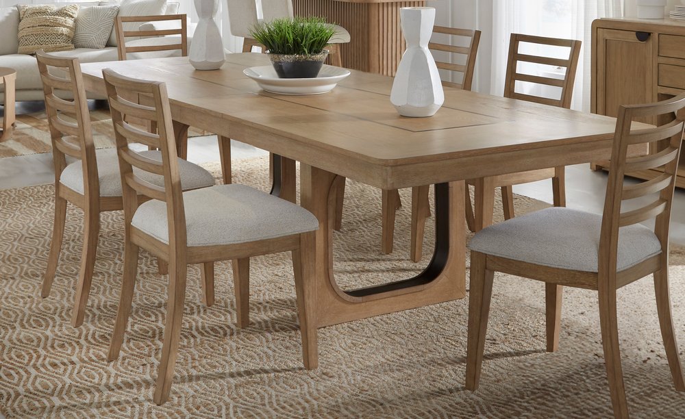 Parker House - Escape - Dining 84 Inch Rectangular Table with 6 Ladderback Chairs - Glazed Natural Oak Black Metal Trim - DESC-7PC-84REC-2018 view 1