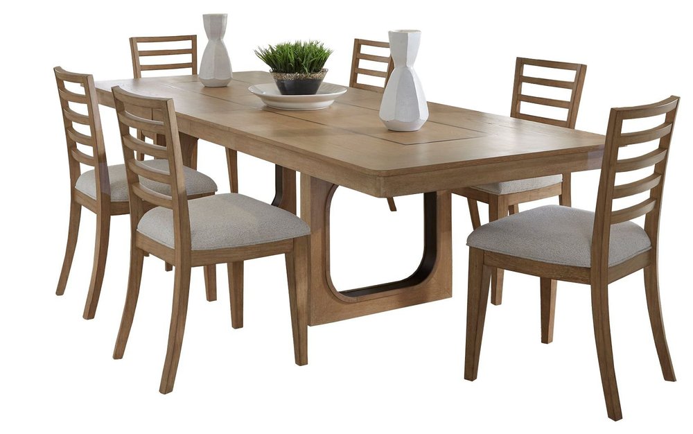 Parker House - Escape - Dining 84 Inch Rectangular Table with 6 Ladderback Chairs - Glazed Natural Oak Black Metal Trim - DESC-7PC-84REC-2018 view 2
