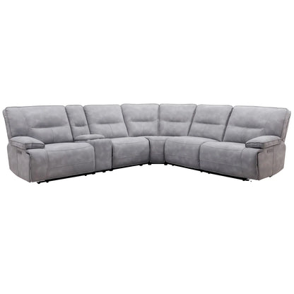 Parker House - Gladiator - Sky 6 Piece Modular Power Reclining Sectional with Power Headrests and Entertainment Console with USB Pop-up - MGLA-PACKA(H)-SKY view 1