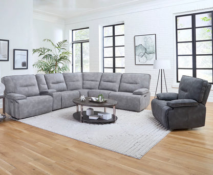 Parker House - Gladiator - Sky 6 Piece Modular Power Reclining Sectional with Power Headrests and Entertainment Console with USB Pop-up - MGLA-PACKA(H)-SKY view 3