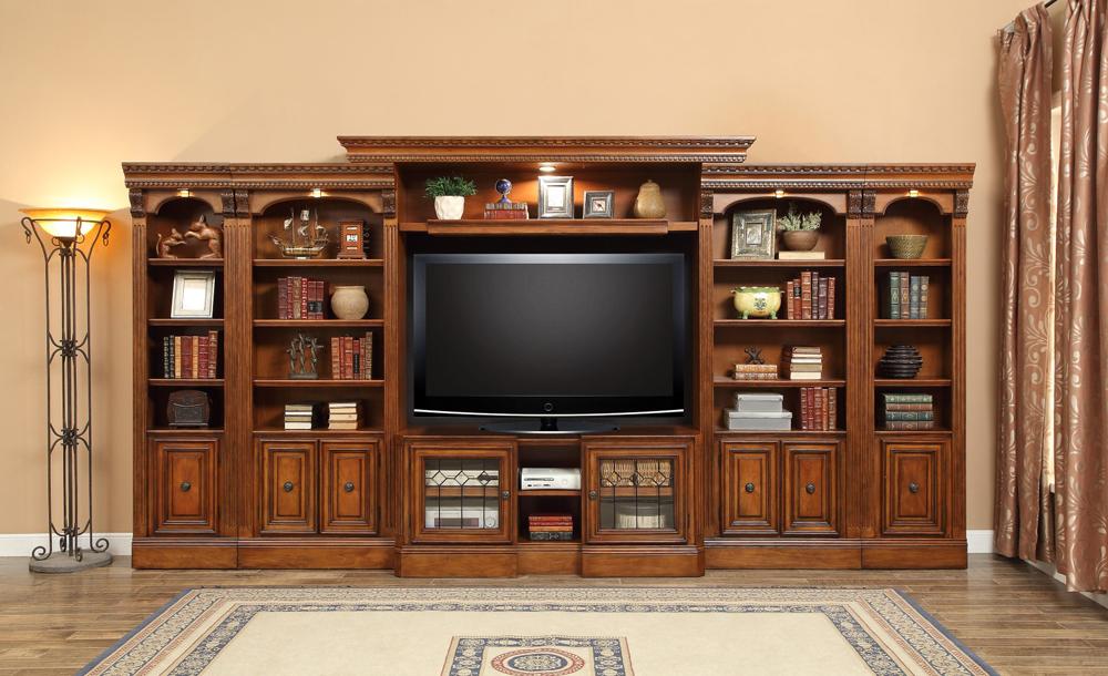 Parker House - Huntington 6PC Library Entertainment Wall Set A in Antique Vintage Pecan veiw 1