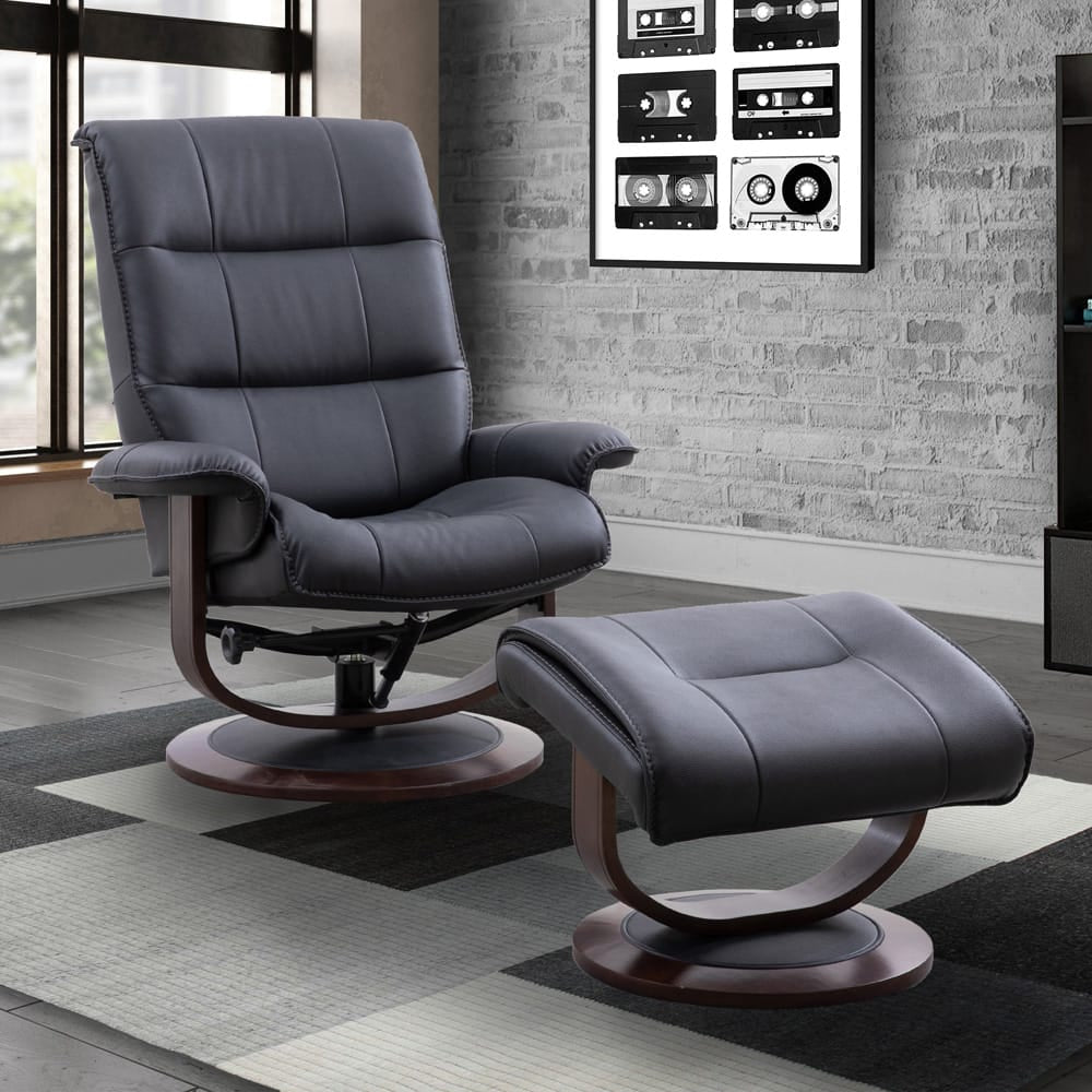 Parker House - Knight - Black Manual Reclining Swivel Chair and Ottoman - MKNI#212S-BLC view 3