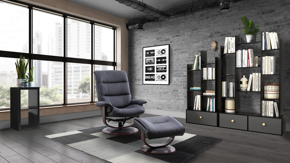 Parker House - Knight - Black Manual Reclining Swivel Chair and Ottoman - MKNI#212S-BLC view 4