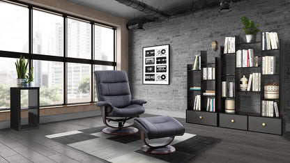 Parker House - Knight - Black Manual Reclining Swivel Chair and Ottoman - MKNI#212S-BLC view 4