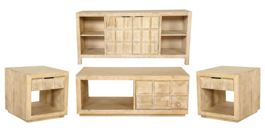 Parker House - Laguna Rectangular Storage Cocktail Table with 2 End Tables and Console - Bleached Natural - LAG-KIT-4B-OC view 1