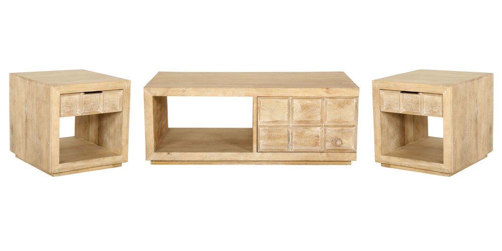 Parker House - Laguna Rectangular Storage Cocktail Table with 2 End Tables - Bleached Natural - LAG-KIT-3A-OC view 1