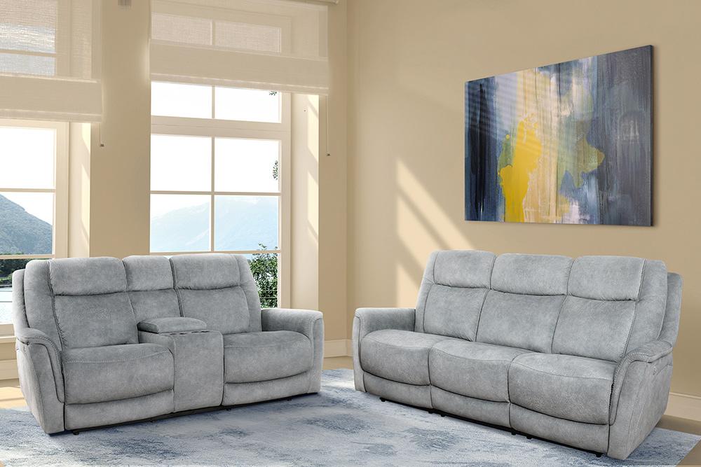 Parker House - Linus - Hudson Grey Power Reclining Sofa and Loveseat - MLIN-32PHZ-HGY view 2