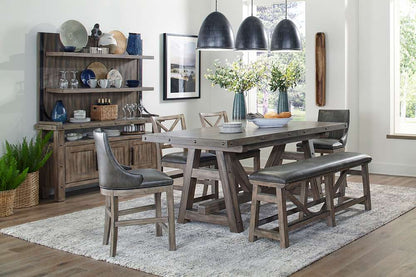 Parker House - Lodge Dining Counter Height Extendable Table with 2 Sling Stools 2 X-Back Stools 1 Bench Buffet with Hutch - DLOD-9PC-TBL-2SL-2XBK-1B-HUT view 1