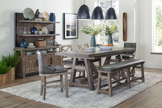 Parker House - Lodge Dining Counter Height Extendable Table with 2 Sling Stools 2 X-Back Stools 1 Bench Buffet with Hutch - DLOD-9PC-TBL-2SL-2XBK-1B-HUT view 1