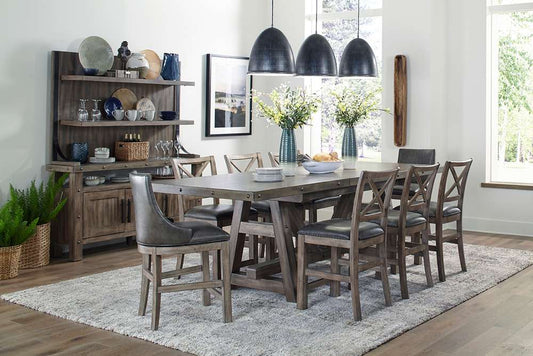 PParker House - Lodge Dining Counter Height Extendable Table with 2 Sling Stools 6 X-Back Stools Buffet with Hutch - DLOD-12PC-TBL-2SL-4XBK-HUTCH view 1