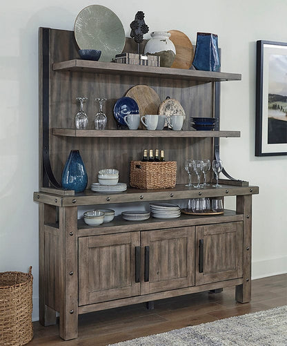 Parker House - Lodge Dining Counter Height Extendable Table with 6 Stools and Buffet with Hutch - DLOD-10PC-TBL-XBACK-HUTCH view 6