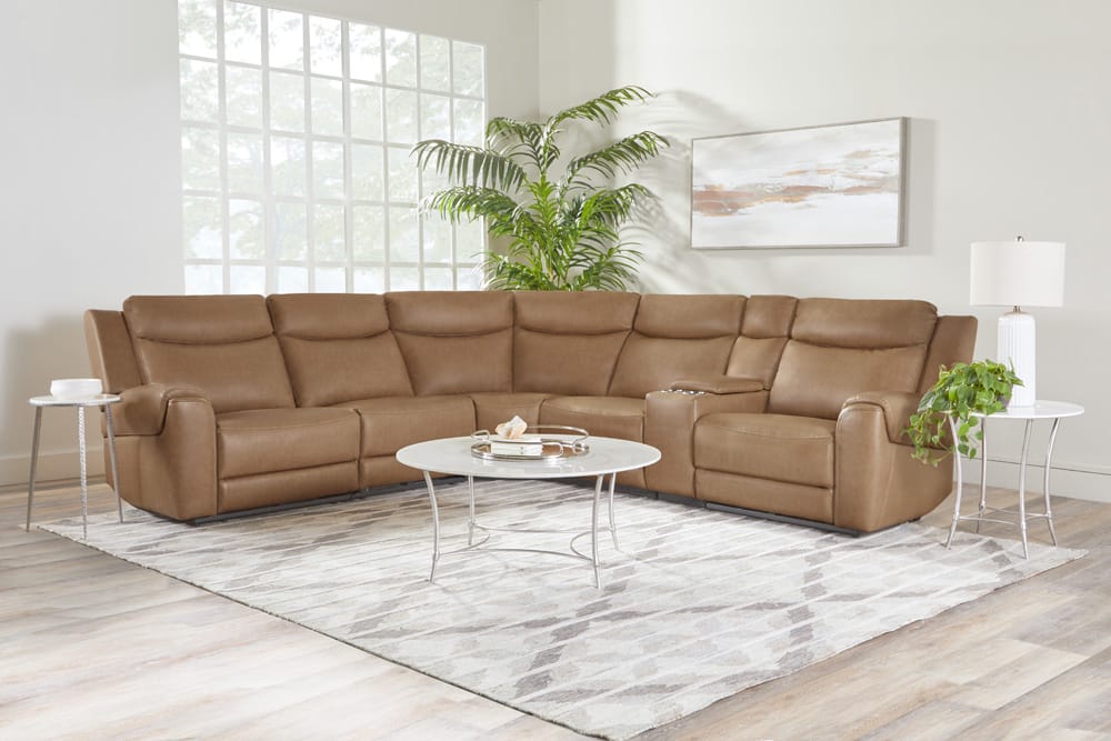 Parker House - Momentum - Cashew 6 Piece Modular Power Reclining Sectional with Power Adjustable Headrests - MMTM-PACKA(HZ)-HM-CSHW view 10