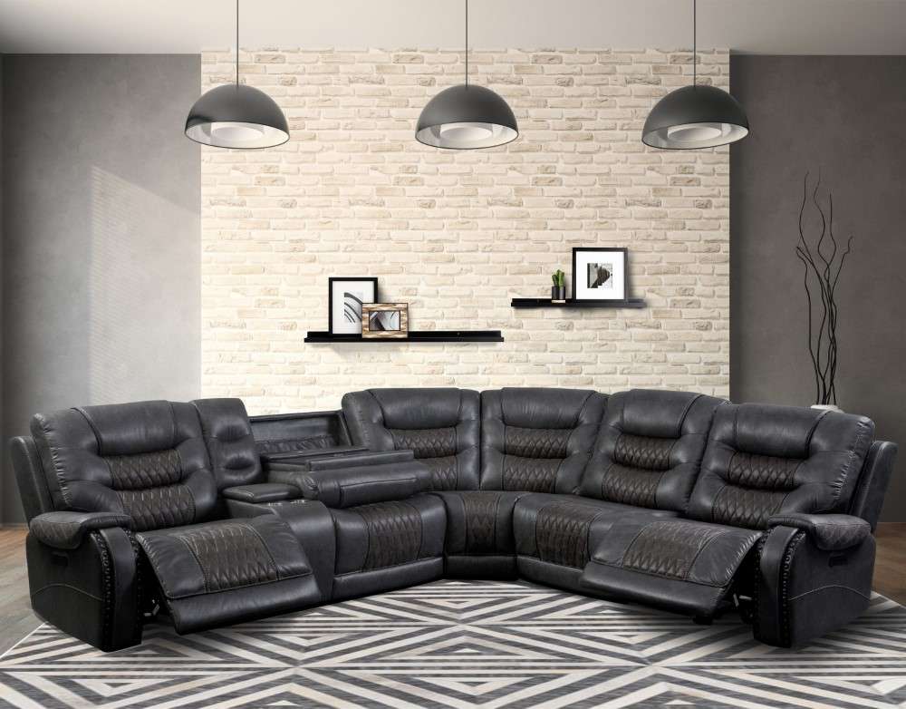 Parker House - Outlaw Stallion 6 Pc Power Sectional with Drop Down Table, Power Headrests and Entertainment Console - MOUT-PACKT(H)-STA veiw 2