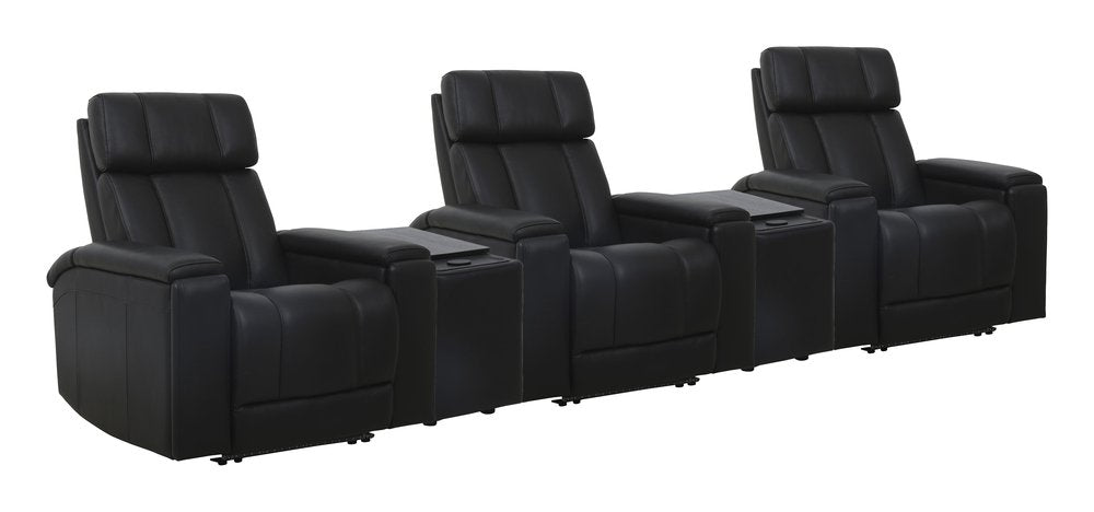 Parker House - Phoenix - Autumn Black Zero Gravity Power 3 Seat Home Theater Seating with 2 Wedges and Immersive Audio - Autumn Black - MPHX-KIT-812P3ZIA-5W-ATBK view 1