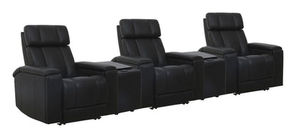 Parker House - Phoenix - Autumn Black Zero Gravity Power 3 Seat Home Theater Seating with 2 Wedges and Immersive Audio - Autumn Black - MPHX-KIT-812P3ZIA-5W-ATBK view 1