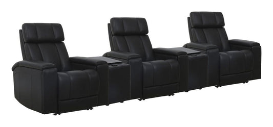 Parker House - Phoenix - Autumn Black Zero Gravity Power 3 Seat Home Theater Seating with 2 Wedges and Immersive Audio - Autumn Black - MPHX-KIT-812P3ZIA-5W-ATBK view 1