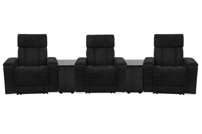 Parker House - Phoenix - Cabot Ebony Zero Gravity Power 3 Seat Home Theater Seating with 2 Wedges and Immersive Audio - Cabot Ebony - MPHX-KIT-812P3ZIA-5W-CAEB view 1