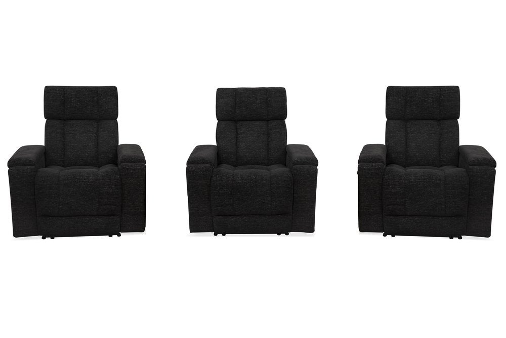 Parker House - Phoenix - Cabot Ebony Zero Gravity Power 3 Seat Home Theater Seating with Immersive Audio P3 - Cabot Ebony - MPHX-KIT-812P3ZIA-3-CAEB view 1