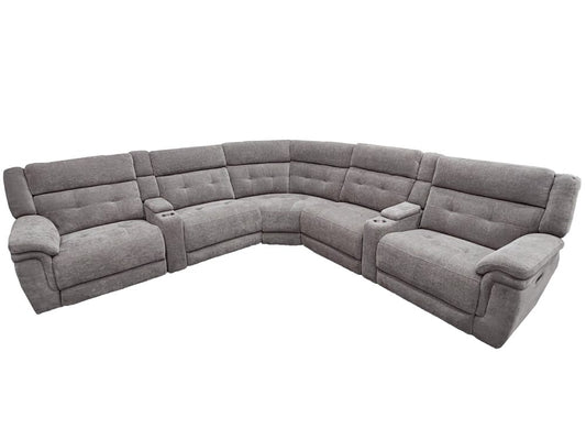 Parker House -  Richland - Bristol Grey 7 Piece Modular Power Reclining Sectional with Power Adjustable Headrests - MRIC-PACK7T(H)-BRGR view 1