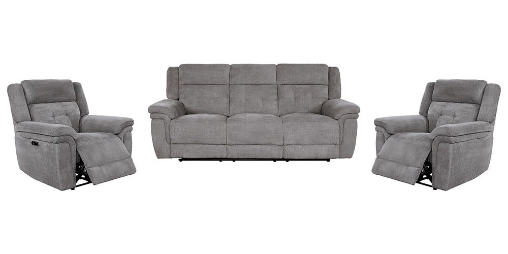 Parker House - Richland - Bristol Grey Power Reclining Sofa and Two Recliners - MRIC-311PH-BRGR view 1