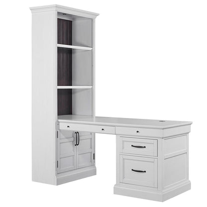 Parker House - Shoreham - Effortless White Bookcase with Peninsula Desk - SHO-3PC-LIB-DESK-EFW veiw 1