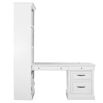 Parker House - Shoreham - Effortless White Bookcase with Peninsula Desk - SHO-3PC-LIB-DESK-EFW veiw 2