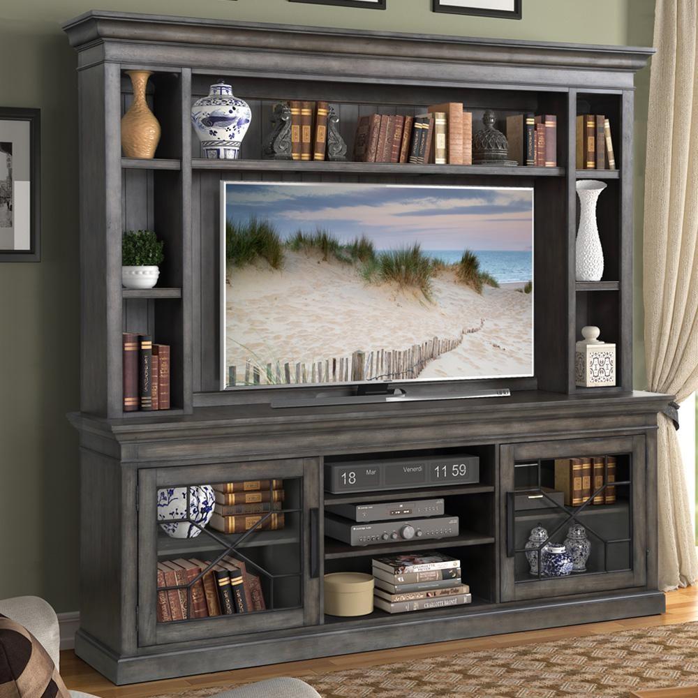 Parker House - Sundance 92in Console with Hutch in Smokey Grey - SUN92-4-SGR veiw 1