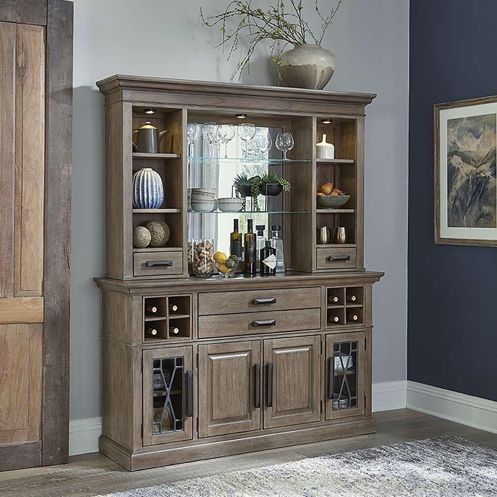 Parker House - Sundance Dining - Sandstone 2pc 66 in. Buffet and Bar Display Hutch with Quartz Insert - DSUN#66-2-SS_CLOSEOUT veiw 1