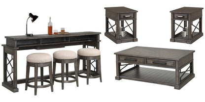 Parker House - Sundance - Smokey Grey Cocktail Table with 2 Chairside Tables and Console Table with 3 Stools - SUN-7PC-01-06-09-4-SGR veiw 1