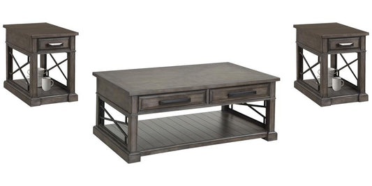 Parker House - Sundance - Smokey Grey Cocktail Table with 2 Chairside Tables - SUN-3PC-01-06-SGR veiw 1