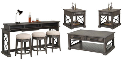 Parker House - Sundance - Smokey Grey Cocktail Table with 2 End Tables and Console Table with 3 Stools - SUN-7PC-01-02-09-4-SGR veiw 1