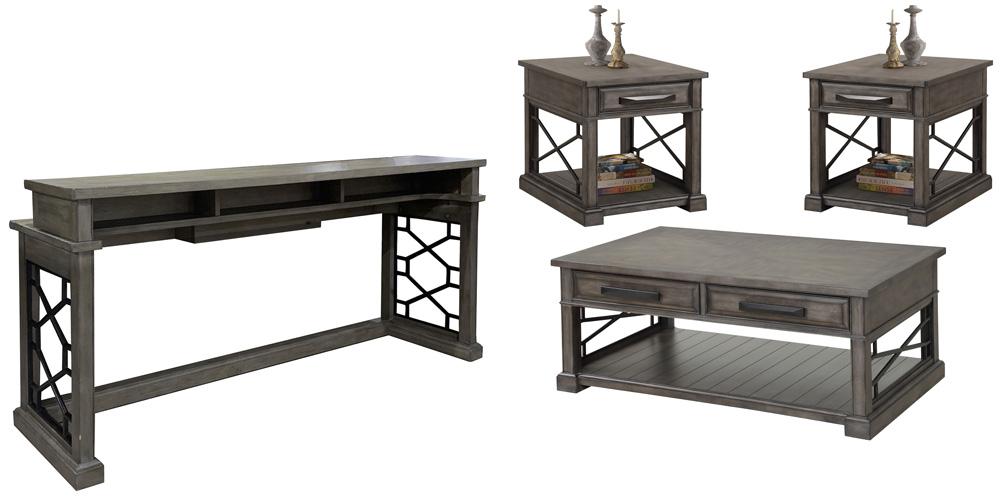 Parker House - Sundance - Smokey Grey Cocktail Table with 2 End Tables and Console Table - SUN-4PC-01-02-09-SGR veiw 1