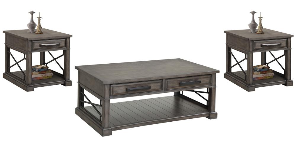 Parker House - Sundance - Smokey Grey Cocktail Table with 2 End Tables - SUN-3PC-01-02-SGR veiw 1