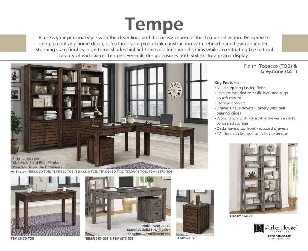 Parker House - Tempe Grey Stone 22 in. Open Top Bookcase - TEM320-GST_CLOSEOUT veiw 2