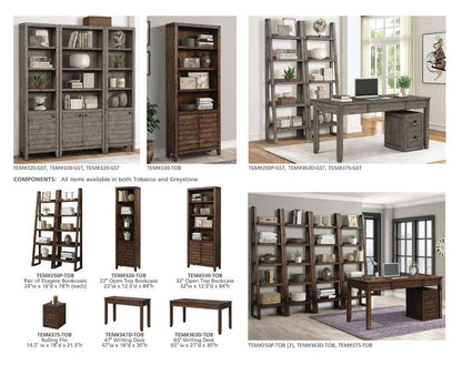 Parker House - Tempe Grey Stone 22 in. Open Top Bookcase - TEM320-GST_CLOSEOUT veiw 3