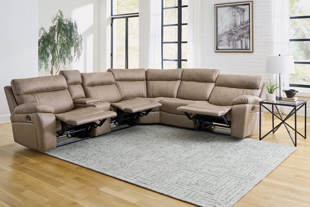 Parker House - Theon - Stokes Toffee 6 Piece Modular Manual Reclining Sectional and Entertainment Console - MTHE-PACKA-STOF view 4