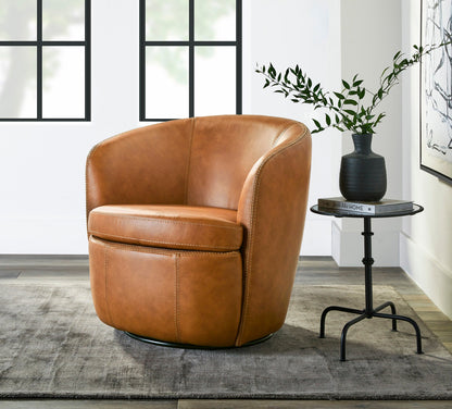 Parker Living - Barolo - Vintage Caramel 100% Italian Leather Swivel Club Chair (Set of 2) - SBAR#912S-2-VGCM