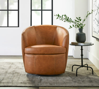 Parker Living - Barolo - Vintage Caramel 100% Italian Leather Swivel Club Chair (Set of 2) - SBAR#912S-2-VGCM