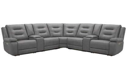 Parker Living - Caldwell - Tahoe Fog 7 Piece Modular Power Reclining Sectional with Power Adjustable Headrests with 2 Consoles - MCAL-PACKT7(H)-TACH view 1
