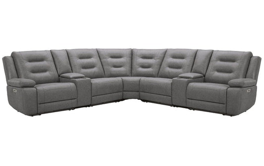 Parker Living - Caldwell - Tahoe Fog 7 Piece Modular Power Reclining Sectional with Power Adjustable Headrests with 2 Consoles - MCAL-PACKT7(H)-TACH view 1