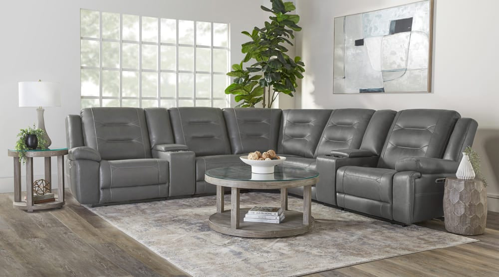 Parker Living - Caldwell - Tahoe Fog 7 Piece Modular Power Reclining Sectional with Power Adjustable Headrests with 2 Consoles - MCAL-PACKT7(H)-TACH view 2