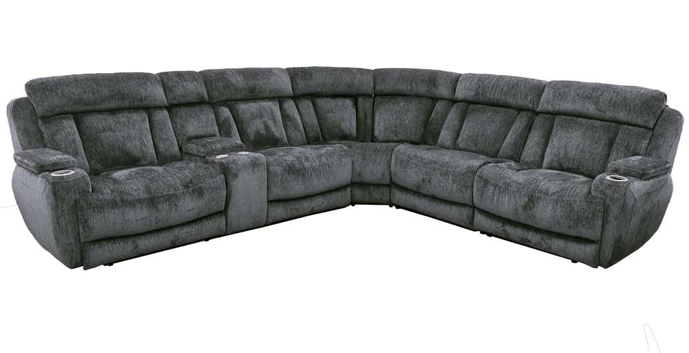 Parker House - Dalton - Lucky Charcoal 6 Piece Modular Power Reclining Sectional with Power Headrests and Entertainment Console - MDAL-PACKT(H)-LCH veiw 1