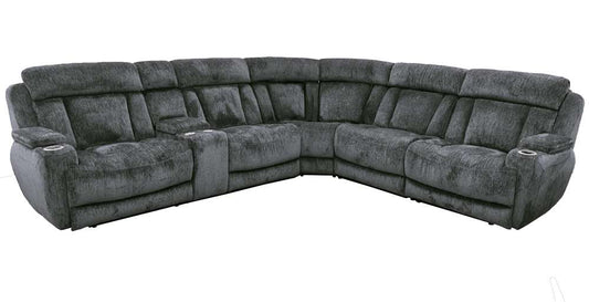 Parker House - Dalton - Lucky Charcoal 6 Piece Modular Power Reclining Sectional with Power Headrests and Entertainment Console - MDAL-PACKT(H)-LCH veiw 1