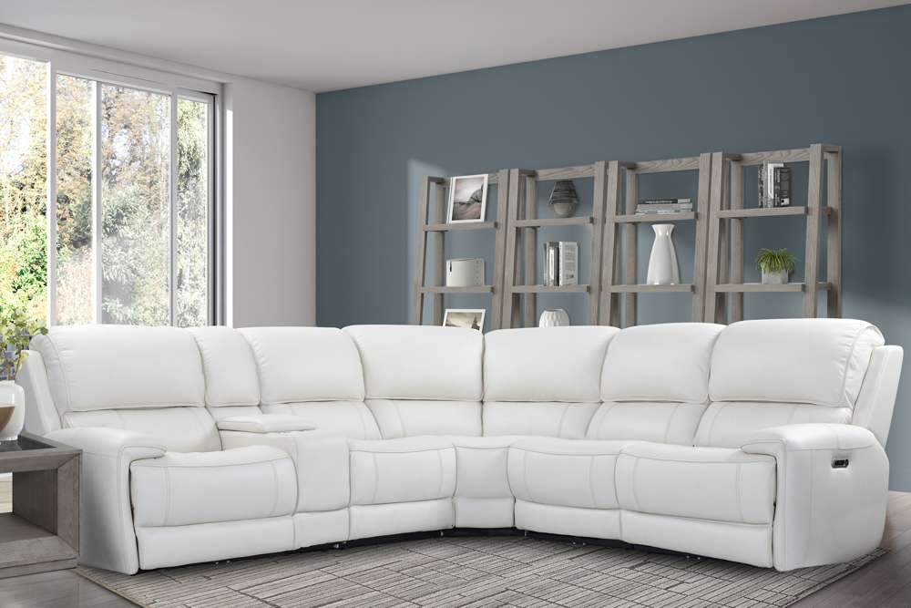 Parker House - Empire - Verona Ivory 6 Piece Modular Power Reclining Sectional with Power Headrests and Entertainment Console - MEMP-PACKA(H)-VIV veiw 1
