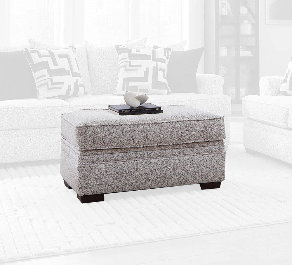 Peak Living - 100 Newlyn Cognac Warp Storage Ottoman in White - 10006-5777 view 1