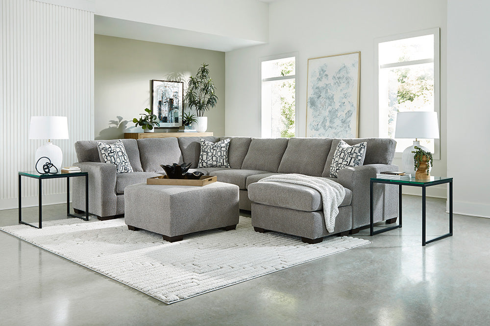 Peak Living - 106 Greenland Earth RSF Chaise Sectional w/ Ottoman in Grey - 10610-2241_10630-2241_10604-2241 view 1
