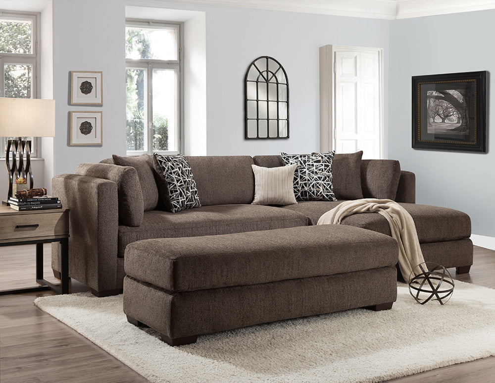 Peak Living - 5500 M10987 Clove RSF Chaise Sectional w/ Ottoman in Brown - 5510-4571_5518-4571_5505-4571 view 1