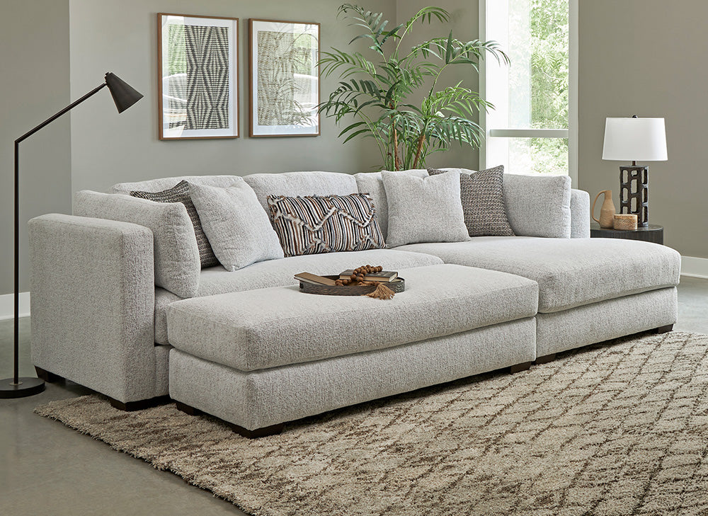 Peak Living - 5500 Shay Artic RSF Chaise Sectional w/ Ottoman in White - 5510-9026_5518-9026_5505-9026 view 1